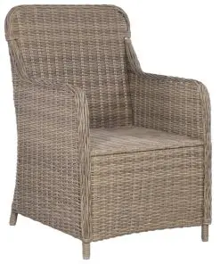 vidaXL Outdoor Chairs with Cushions 2 pcs Poly Rattan Brown