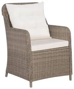vidaXL Outdoor Chairs with Cushions 2 pcs Poly Rattan Brown