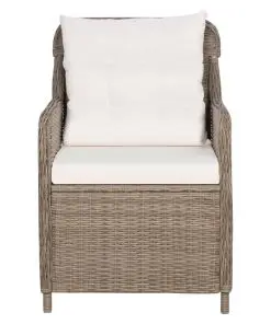 vidaXL Outdoor Chairs with Cushions 2 pcs Poly Rattan Brown