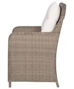 vidaXL Outdoor Chairs with Cushions 2 pcs Poly Rattan Brown