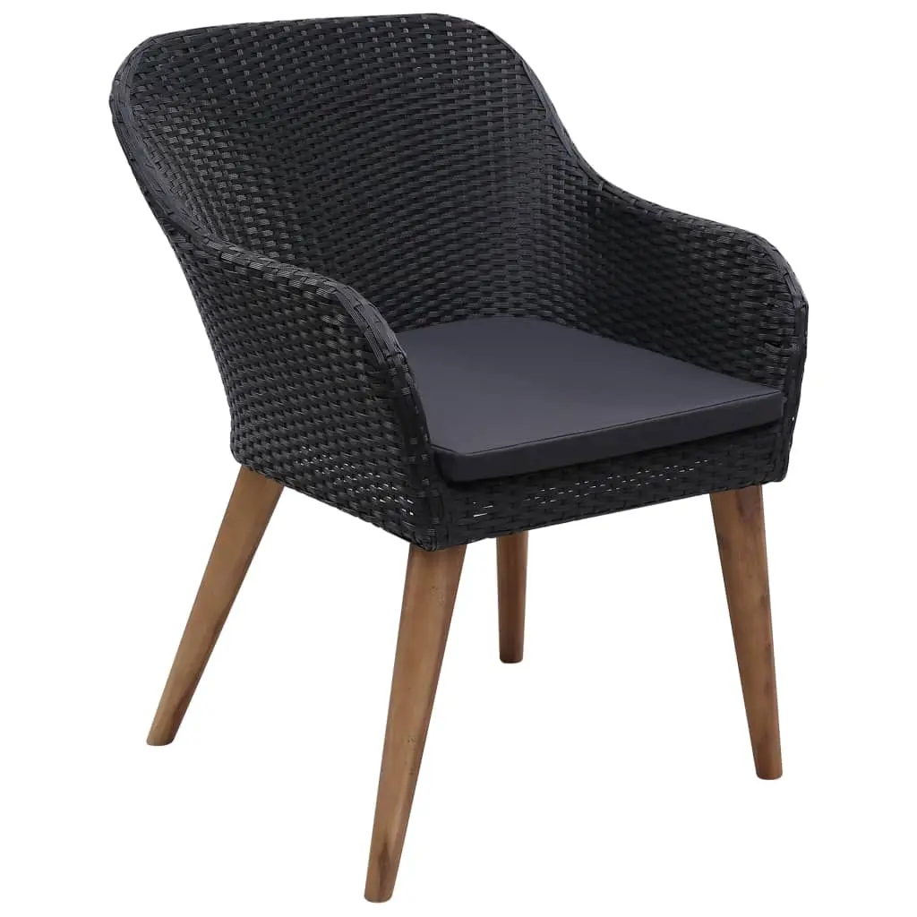 vidaXL 9 Piece Outdoor Dining Set with Cushions Poly Rattan Black