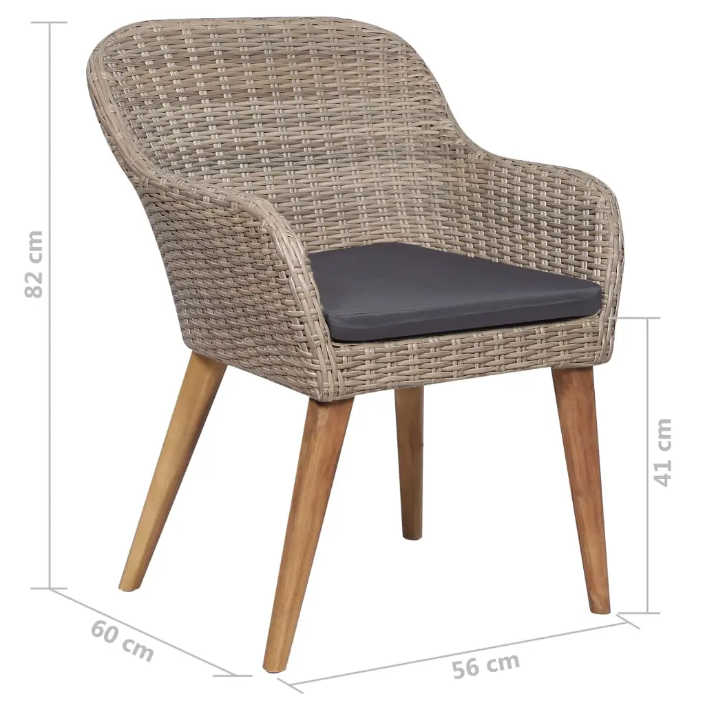 vidaXL 7 Piece Outdoor Dining Set with Cushions Poly Rattan