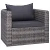 vidaXL Garden Chair with Cushion and Pillow Poly Rattan Grey