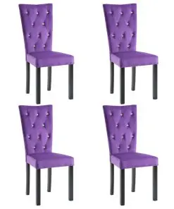 vidaXL Dining Chairs 4 pcs Purple Velvet