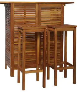 vidaXL Bar Table and Chair Set 3 Pieces Solid Acacia Wood