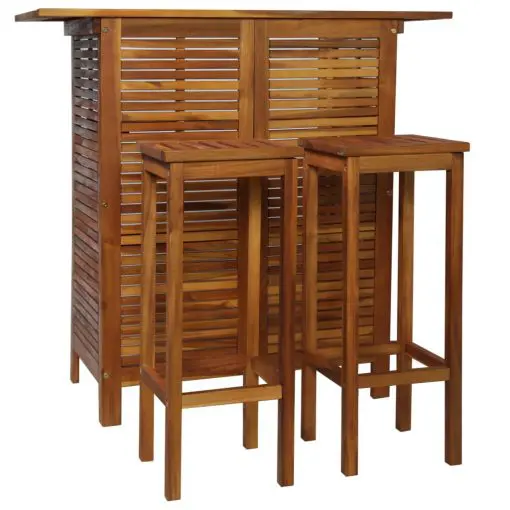 vidaXL Bar Table and Chair Set 3 Pieces Solid Acacia Wood