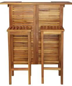 vidaXL Bar Table and Chair Set 3 Pieces Solid Acacia Wood