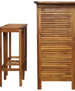 vidaXL Bar Table and Chair Set 3 Pieces Solid Acacia Wood