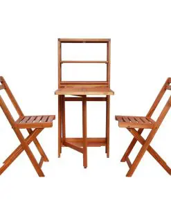 vidaXL 3 Piece Folding Bistro Set Solid Acacia Wood