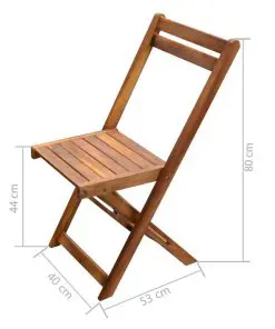 vidaXL 3 Piece Folding Bistro Set Solid Acacia Wood