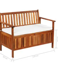 vidaXL Garden Storage Bench Solid Acacia Wood 120x63x84 cm