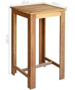 vidaXL Bar Table Solid Acacia Wood 60x60x105 cm