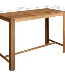 vidaXL Bar Table Solid Acacia Wood 150x70x105 cm