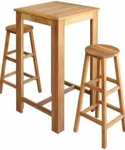 vidaXL Bar Table and Stool Set 3 Pieces Solid Acacia Wood