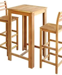 vidaXL Bar Table and Chair Set 3 Pieces Solid Acacia Wood