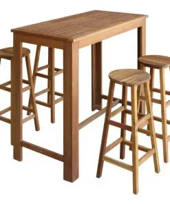 vidaXL Bar Table and Stool Set 5 Pieces Solid Acacia Wood