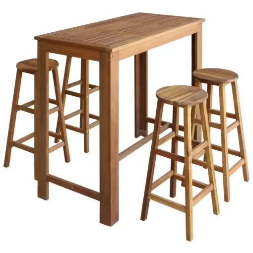 vidaXL Bar Table and Stool Set 5 Pieces Solid Acacia Wood