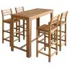 vidaXL Bar Table and Chair Set 5 Pieces Solid Acacia Wood