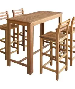 vidaXL Bar Table and Chair Set 5 Pieces Solid Acacia Wood