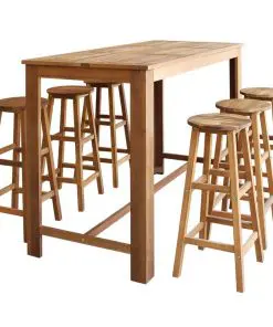 vidaXL Bar Table and Stool Set 7 Pieces Solid Acacia Wood