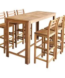 vidaXL Bar Table and Chair Set 7 Pieces Solid Acacia Wood