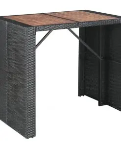 vidaXL 5 Piece Outdoor Bar Set Poly Rattan and Acacia Wood Black