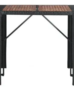 vidaXL 5 Piece Outdoor Bar Set Poly Rattan and Acacia Wood Black