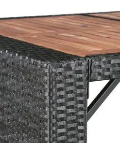 vidaXL 5 Piece Outdoor Bar Set Poly Rattan and Acacia Wood Black