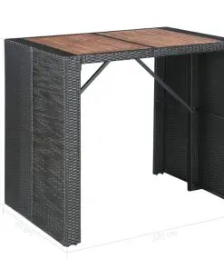 vidaXL 5 Piece Outdoor Bar Set Poly Rattan and Acacia Wood Black