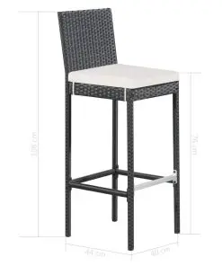 vidaXL 5 Piece Outdoor Bar Set Poly Rattan and Acacia Wood Black