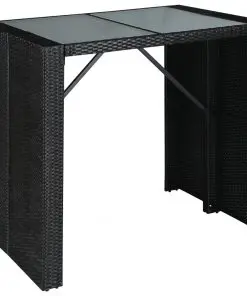 vidaXL 5 Piece Outdoor Bar Set Poly Rattan and Glass