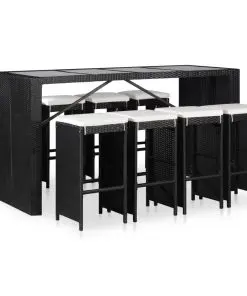 vidaXL 9 Piece Outdoor Dining Set Poly Rattan Black