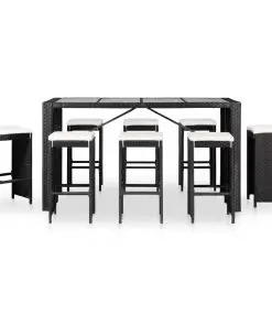 vidaXL 9 Piece Outdoor Dining Set Poly Rattan Black