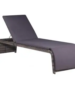 vidaXL Sun Lounger with Table Poly Rattan Grey