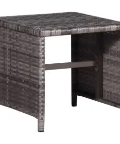 vidaXL Sun Lounger with Table Poly Rattan Grey