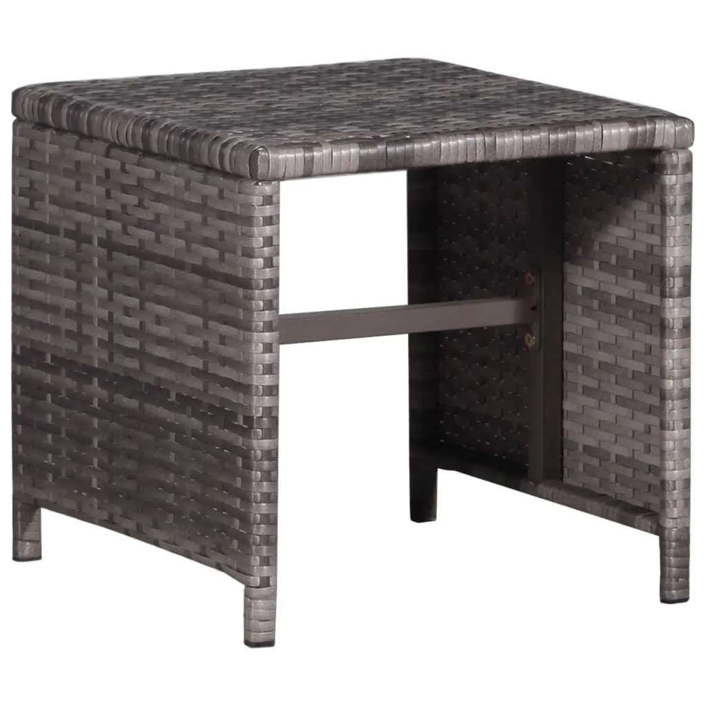 vidaXL Sun Lounger with Table Poly Rattan Grey