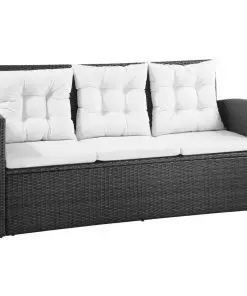 vidaXL 5 Piece Garden Lounge Set with Cushions Poly Rattan Black