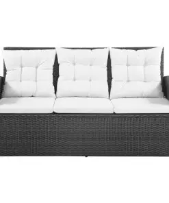 vidaXL 5 Piece Garden Lounge Set with Cushions Poly Rattan Black