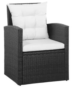 vidaXL 5 Piece Garden Lounge Set with Cushions Poly Rattan Black