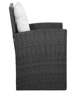 vidaXL 5 Piece Garden Lounge Set with Cushions Poly Rattan Black