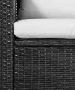 vidaXL 5 Piece Garden Lounge Set with Cushions Poly Rattan Black