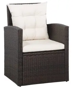 vidaXL 5 Piece Garden Lounge Set with Cushions Poly Rattan Brown
