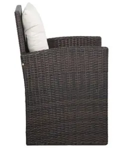 vidaXL 5 Piece Garden Lounge Set with Cushions Poly Rattan Brown