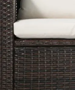vidaXL 5 Piece Garden Lounge Set with Cushions Poly Rattan Brown