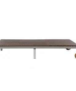 vidaXL Double Sun Lounger with Wheels Poly Rattan Brown