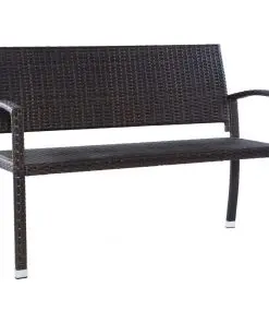 vidaXL Garden Bench 122 cm Poly Rattan Brown