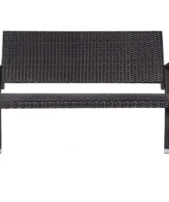 vidaXL Garden Bench 122 cm Poly Rattan Brown