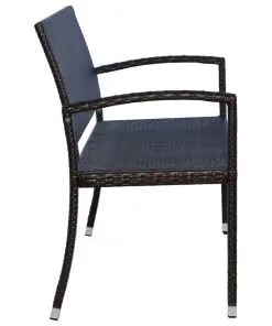 vidaXL Garden Bench 122 cm Poly Rattan Brown