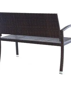 vidaXL Garden Bench 122 cm Poly Rattan Brown