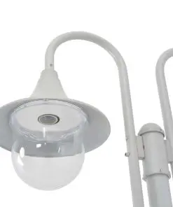 vidaXL Garden Post Light E27 220 cm Aluminium 2-Lantern White